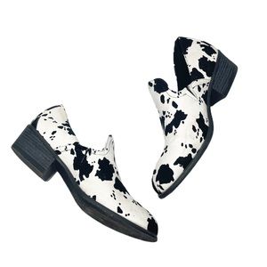 Pierre Dumas vintage cow print pointed toe ankle booties